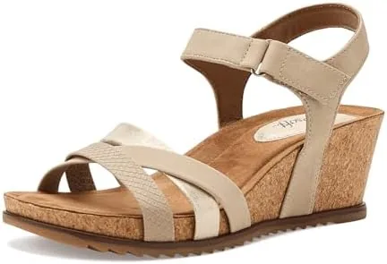 eurosoft womens talia wedge sandal beigegold 10